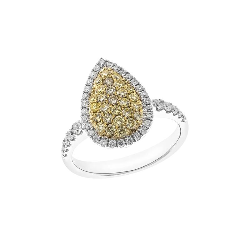 Yellow Diamond Pear-Shaped Ring in 14K White Gold &#40;7/8 ct. tw.&#41; – Image 4 of 5