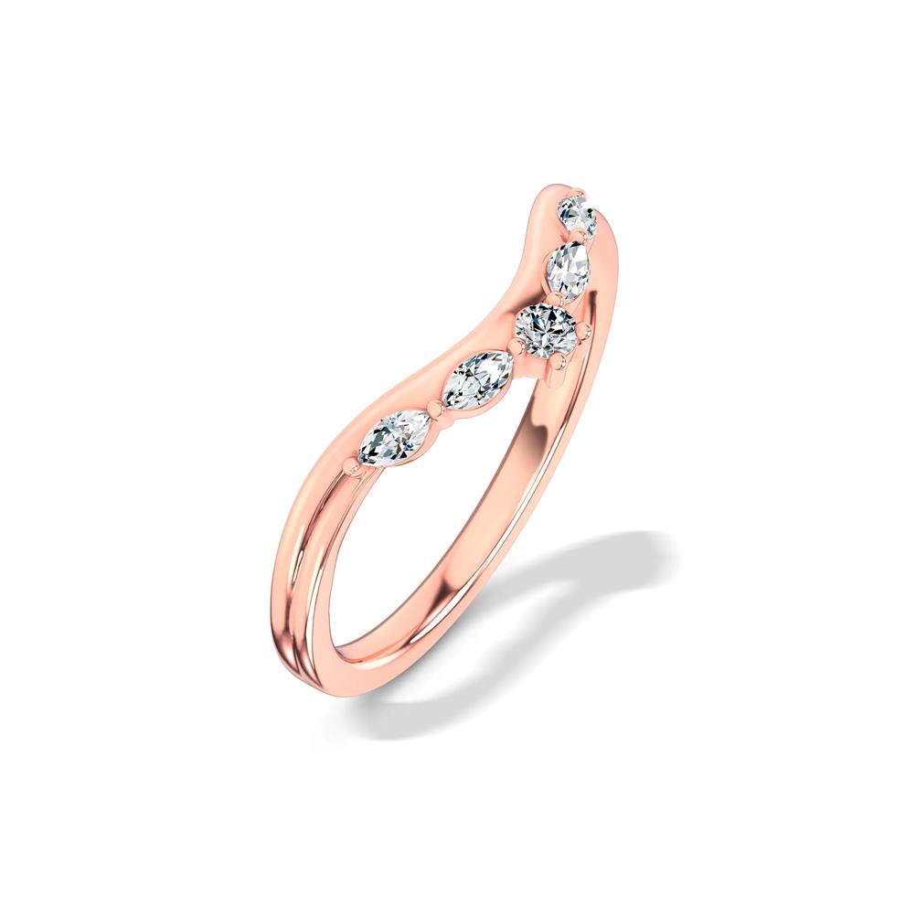 Lab Grown Diamond Marquise &amp; Round Bold Contour Band in 10K Rose Gold (1/7 ct. tw.) – Image 4 of 4