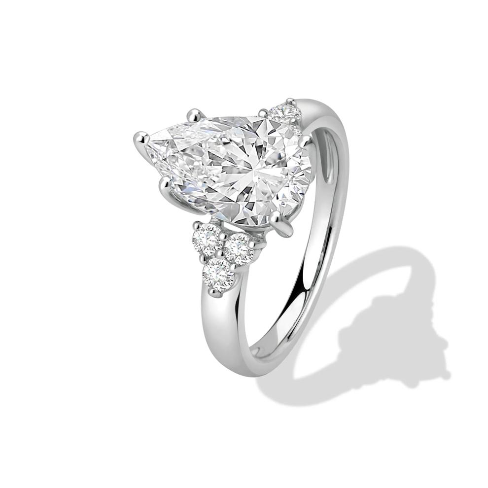 Lab Grown Diamond Pear-Shaped Center Engagement Ring in 14K White Gold (3 3/8 ct. tw.) – Image 4 of 4