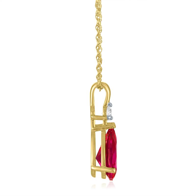 Lab-Created Ruby and Lab-Created White Sapphire Pendant in 10K Yellow Gold – Image 2 of 3