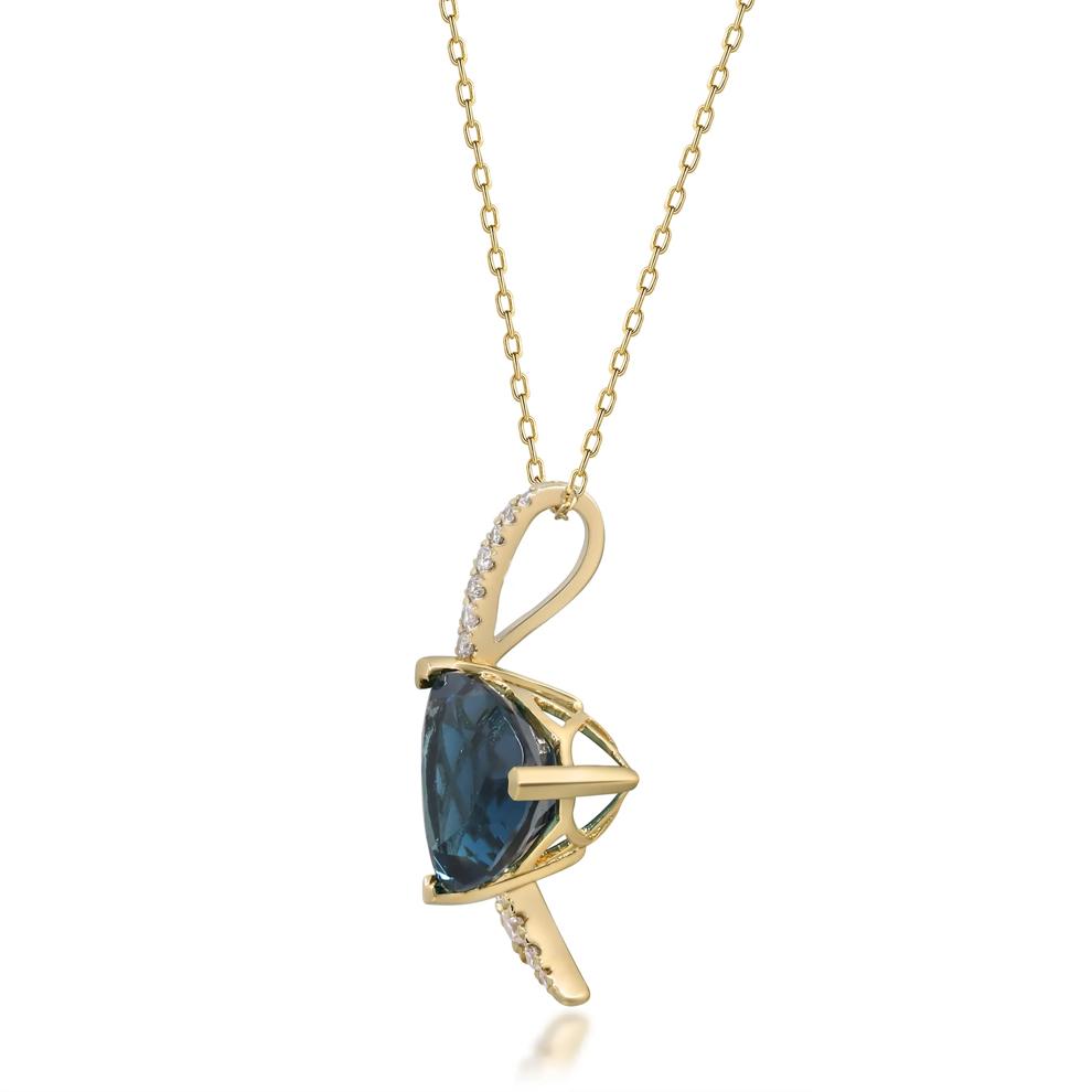 London Blue Topaz and Diamond Pendant in 10K Yellow Gold (1/4 ct. tw.) – Image 2 of 4