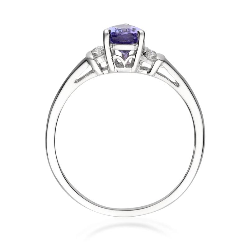 Tanzanite and Diamond Ring in 10K White Gold &#40;1/10 ct. tw.&#41; – Image 2 of 4