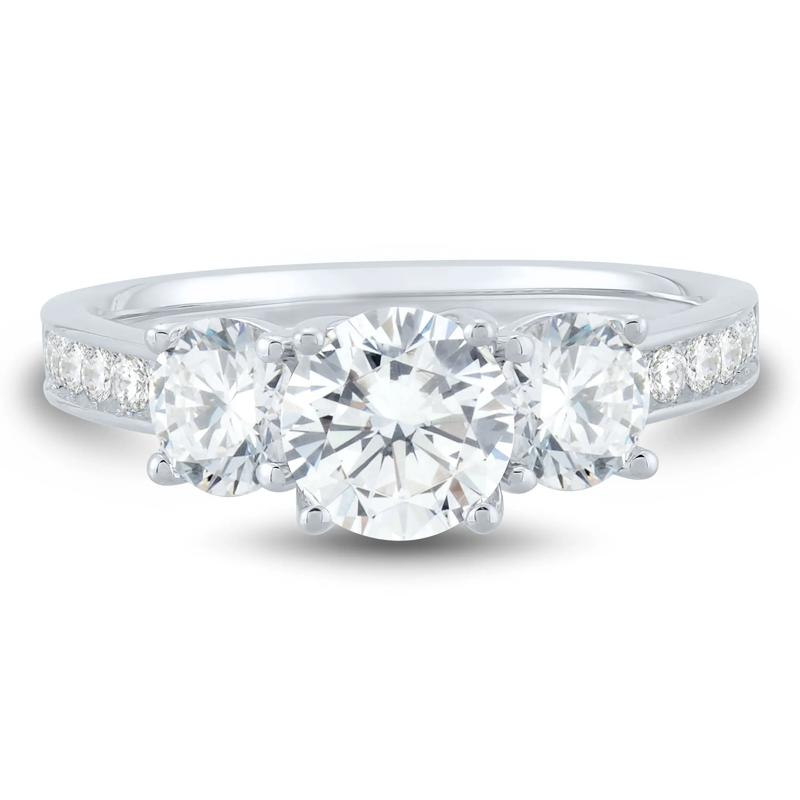 Lab Grown Three-Stone Diamond Engagement Ring in 14K White Gold &#40;2-1/4 ct. tw.&#41; – Image 1 of 3