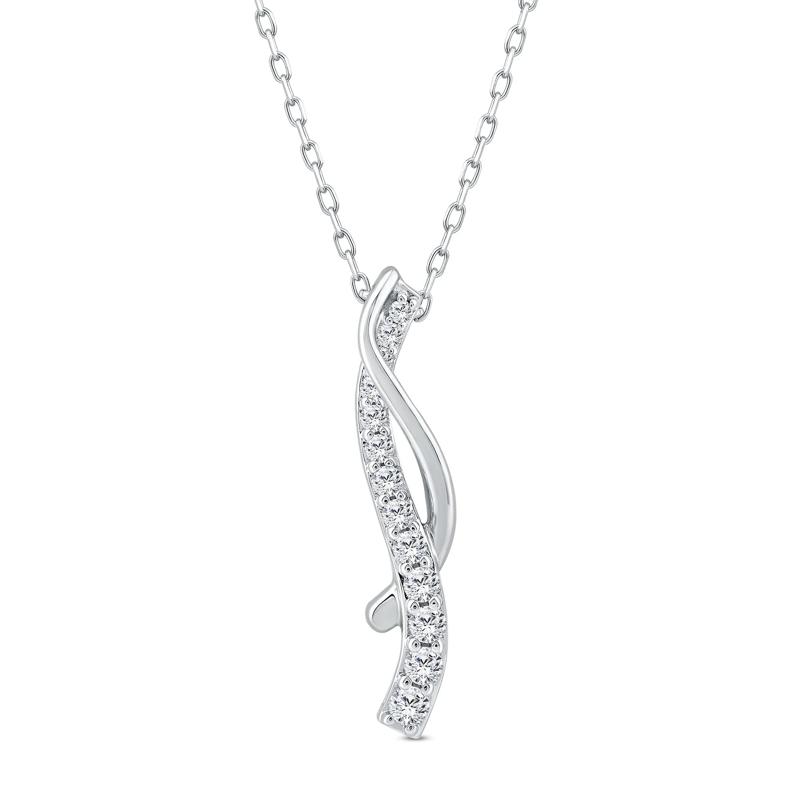 Diamond Twist Pendant in 10K White Gold &#40;1/4 ct. tw.&#41; – Image 1 of 4