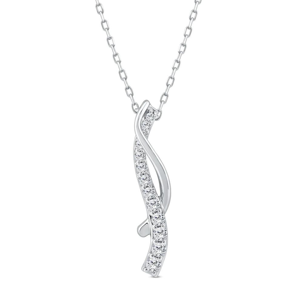 Diamond Twist Pendant in 10K White Gold (1/4 ct. tw.) – Image 1 of 4