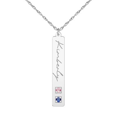 Personalized Engravable Gemstone Vertical Bar Necklace