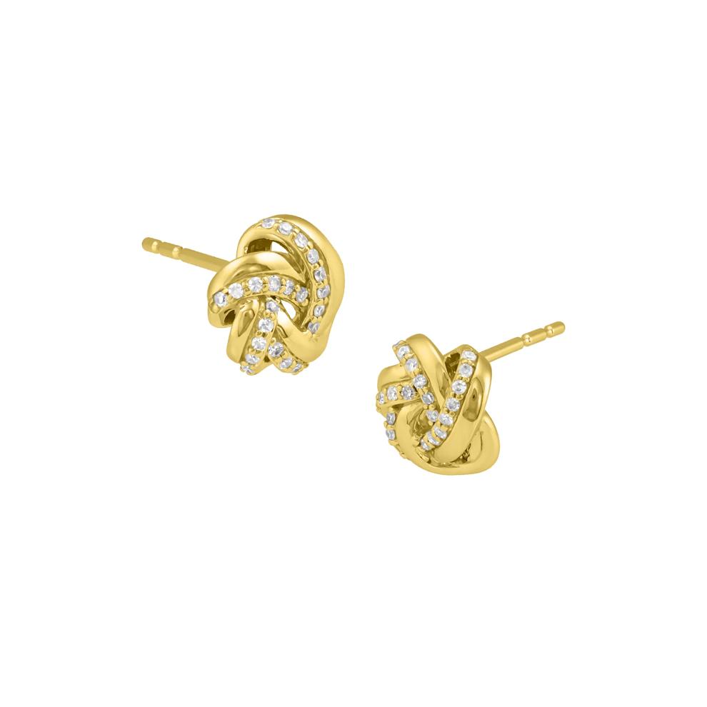 Diamond Knot Stud Earrings in 14K Yellow Gold (1/10 ct. tw.) – Image 1 of 2