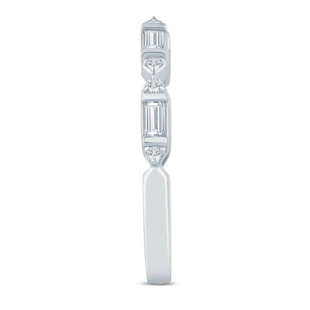 Lab Grown Diamond Baguette and Round Open Band in 14K White Gold (1/7 ct. tw.) – Image 3 of 3