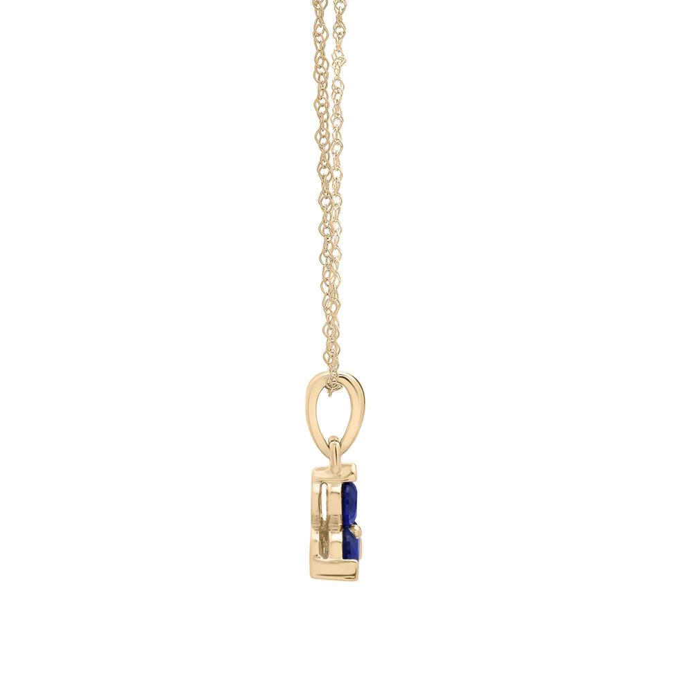Lab-Created Blue Sapphire Three-Stone Triangle Birthstone Pendant in 10K Yellow Gold – Image 2 of 4