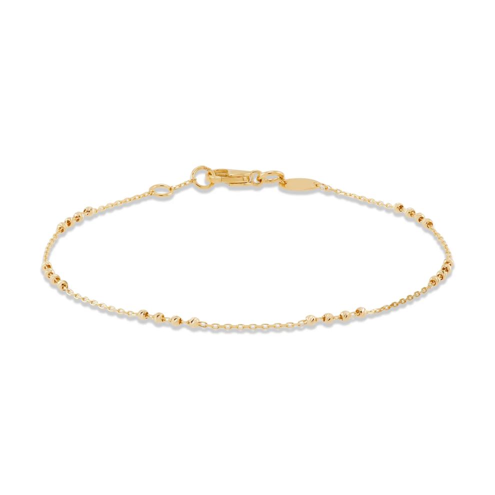 Polished Beaded Station Line Bracelet in 14K Yellow Gold, 7.25" – Image 1 of 3