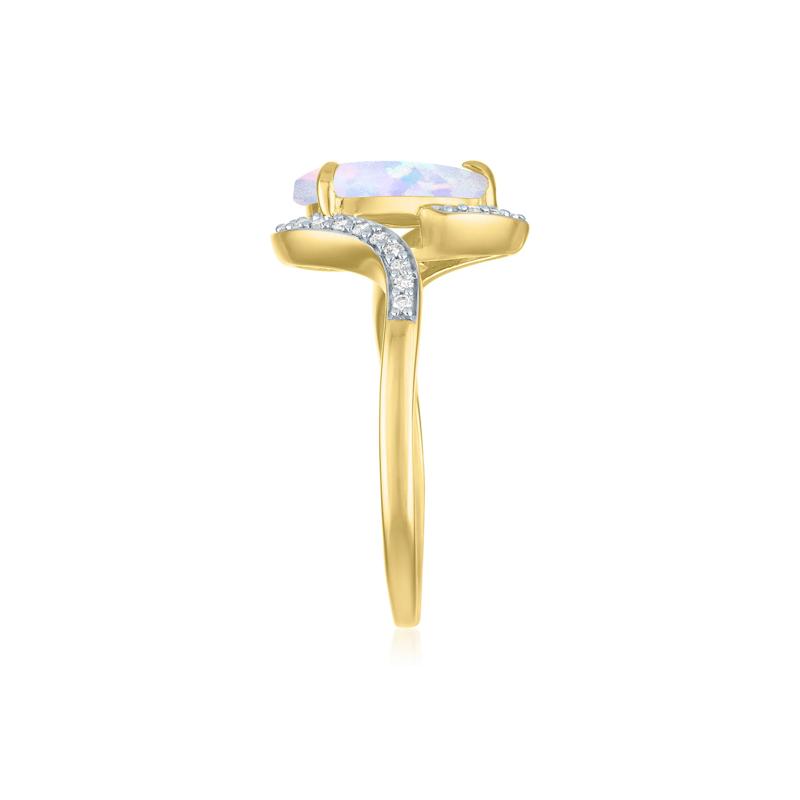 Australian Opal and Diamond Bypass Ring in 10K Yellow Gold &#40;1/7 ct. tw.&#41; – Image 3 of 3
