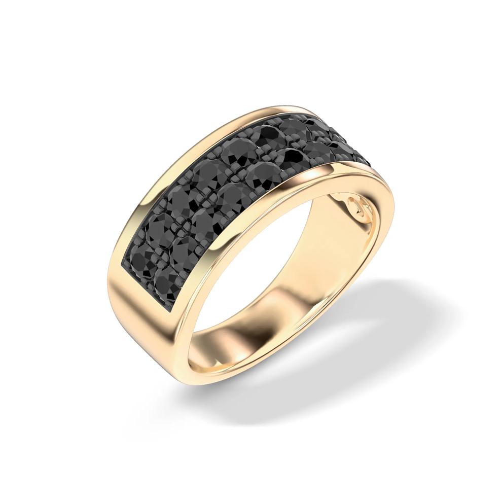 Men's Black Diamond Double Row Ring in 10K Yellow Gold (2 ct. tw.) – Image 4 of 4