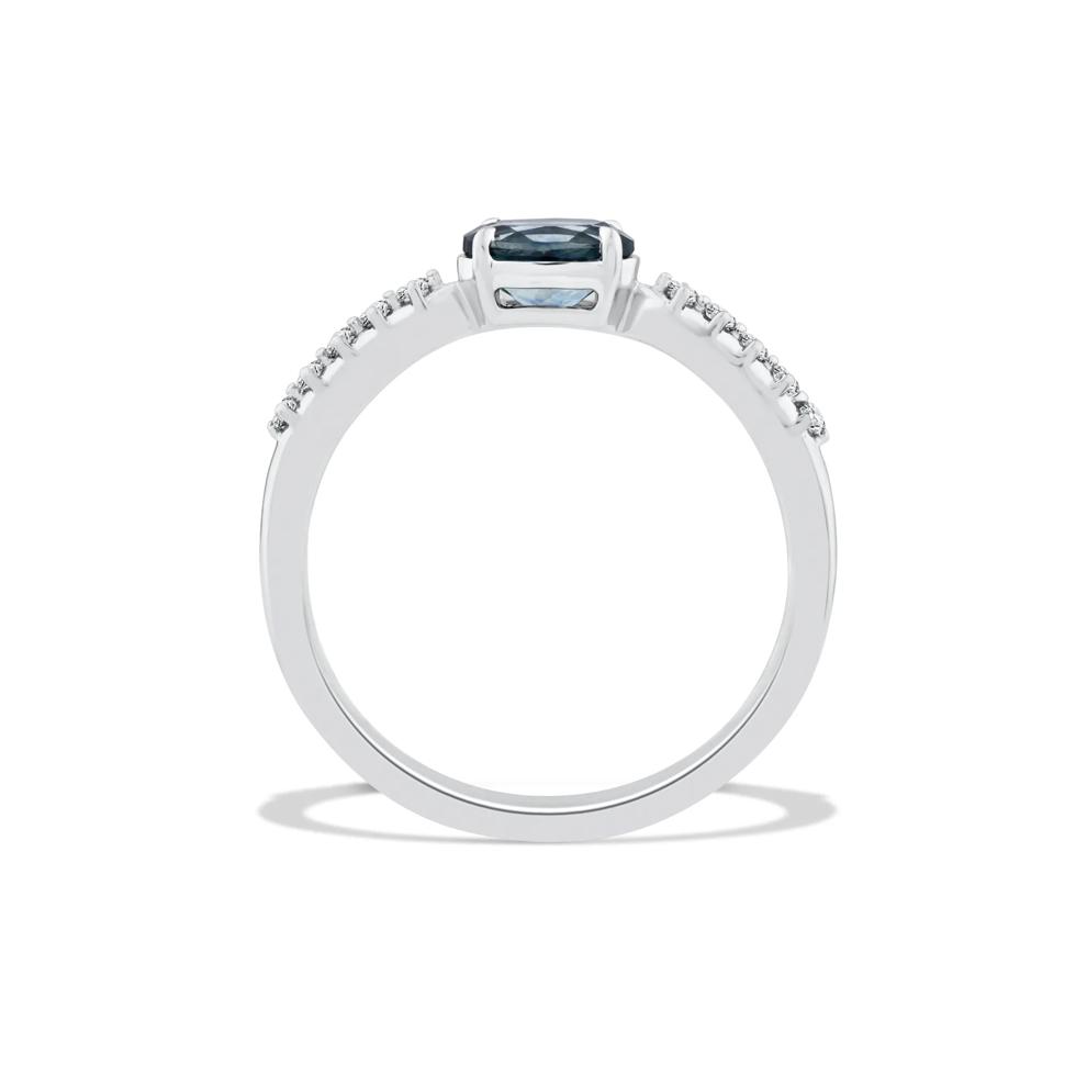 Montana Blue Sapphire &amp; Diamond Ring in Sterling Silver (1/10 ct. tw.) – Image 2 of 4