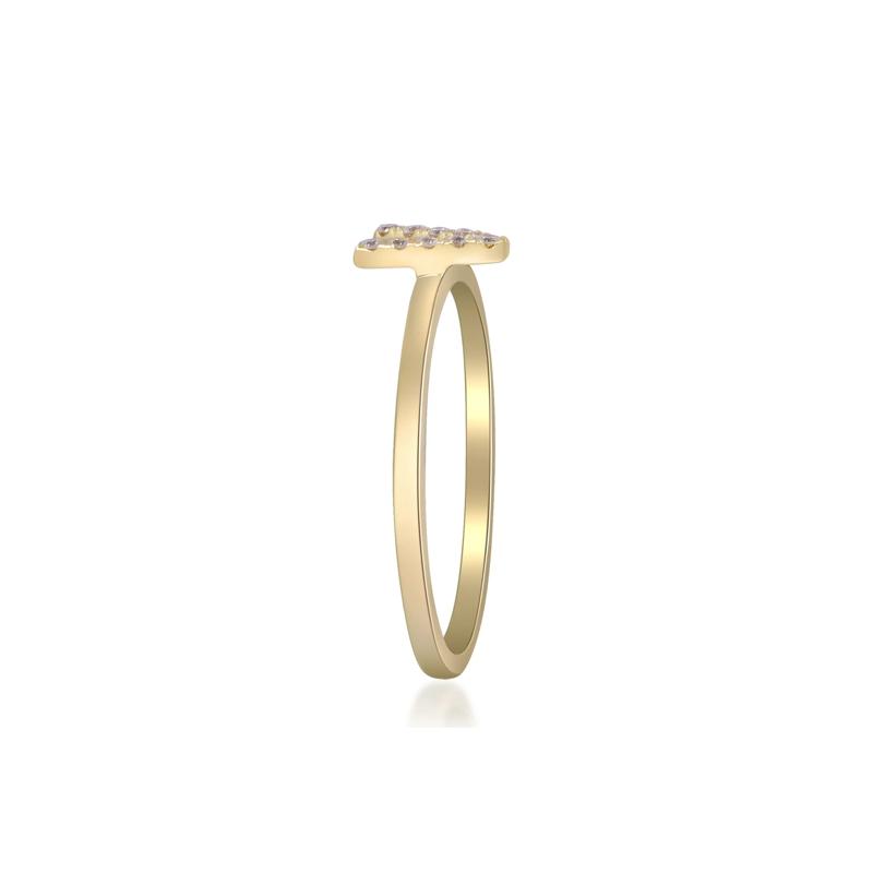 Diamond Accent &quot;V&quot; Initial Ring in 10K Yellow Gold – Image 3 of 5