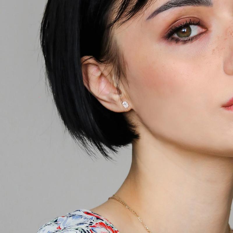 Lab-Created Moissanite Oval Solitaire Stud Earrings in Sterling Silver &#40;2 ct. dew&#41; – Image 3 of 5