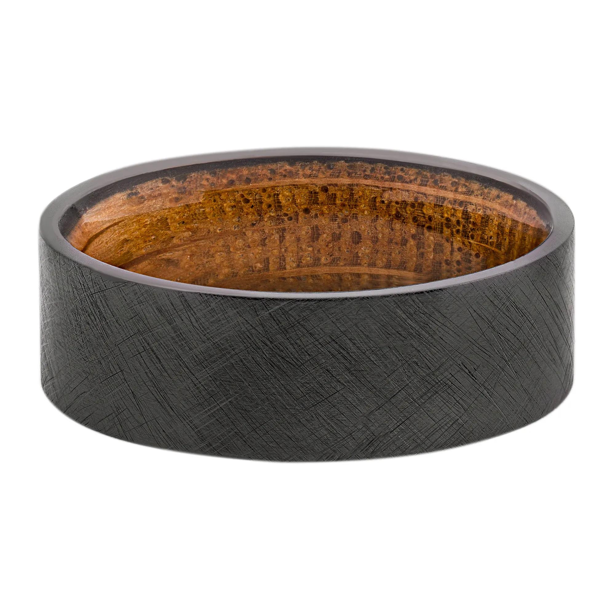 Lashbrook® Men's Flat Band with Whiskey Barrel Interior in