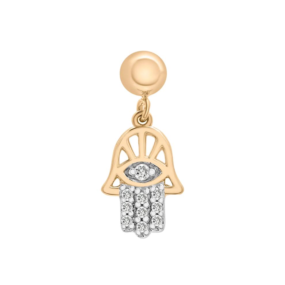 Diamond Accent Hamsa Bead Charm in Sterling Silver – Image 1 of 3