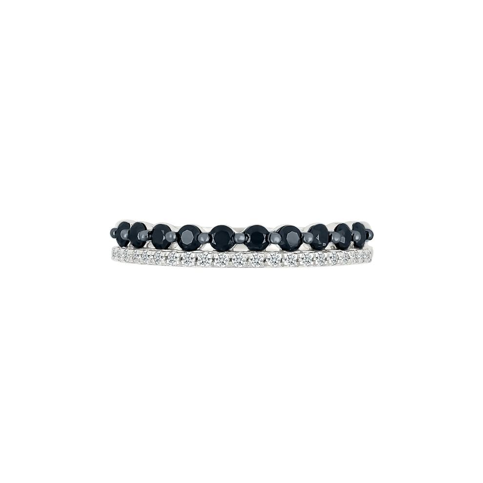 Black &amp; White Diamond Double Row Ring in Sterling Silver (1/2 ct. tw.) – Image 4 of 4