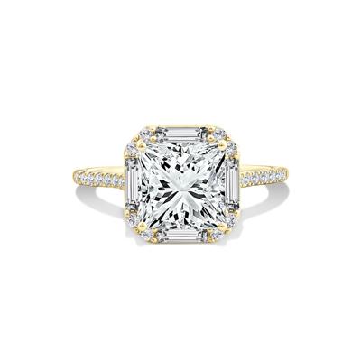 Lab Grown Diamond Princess-Cut Center Halo Engagement Ring in 14K Yellow Gold (3 1/2 ct. tw.)