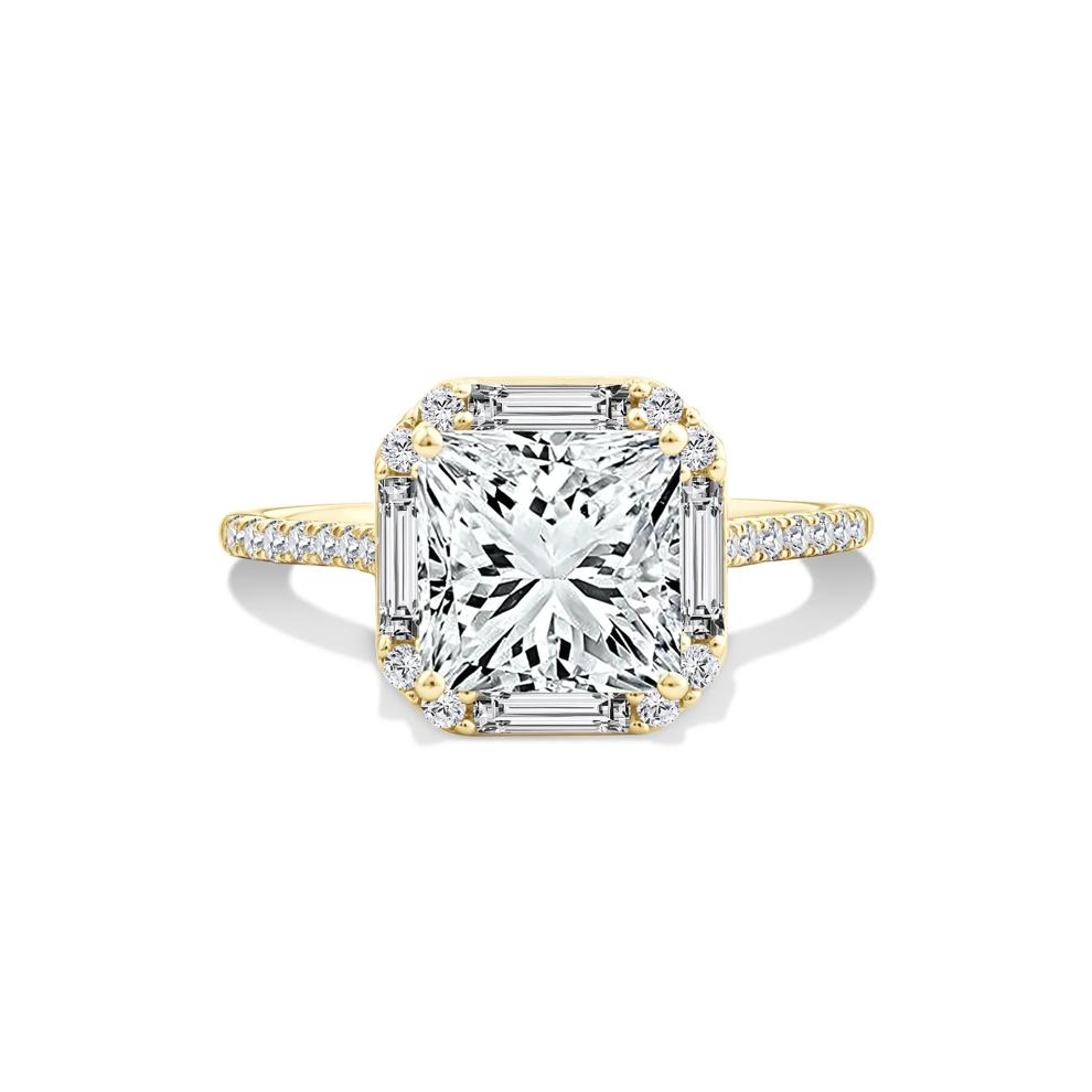 Lab Grown Diamond Princess-Cut Center Halo Engagement Ring in 14K Yellow Gold (3 1/2 ct. tw.) – Image 1 of 4