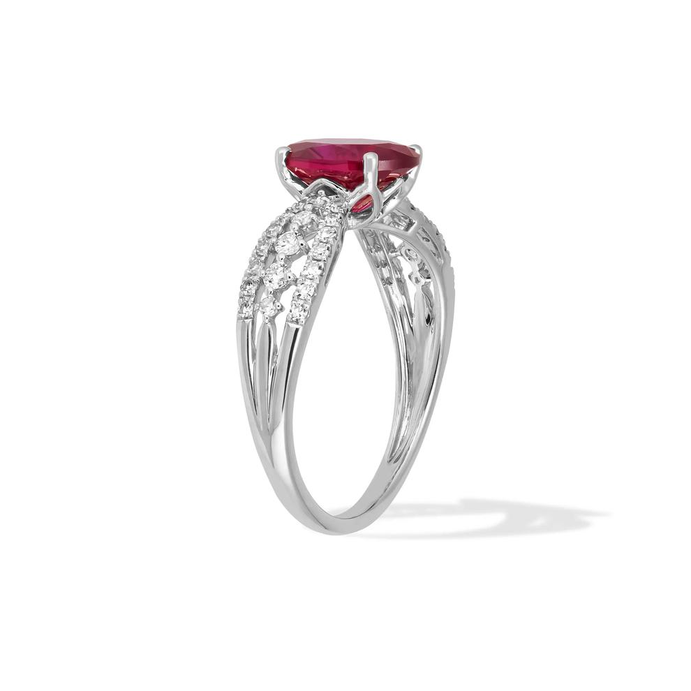 Lab-Created Ruby &amp; Lab Grown Diamond Ring in 10K White Gold (1/3 ct. tw.) – Image 4 of 4