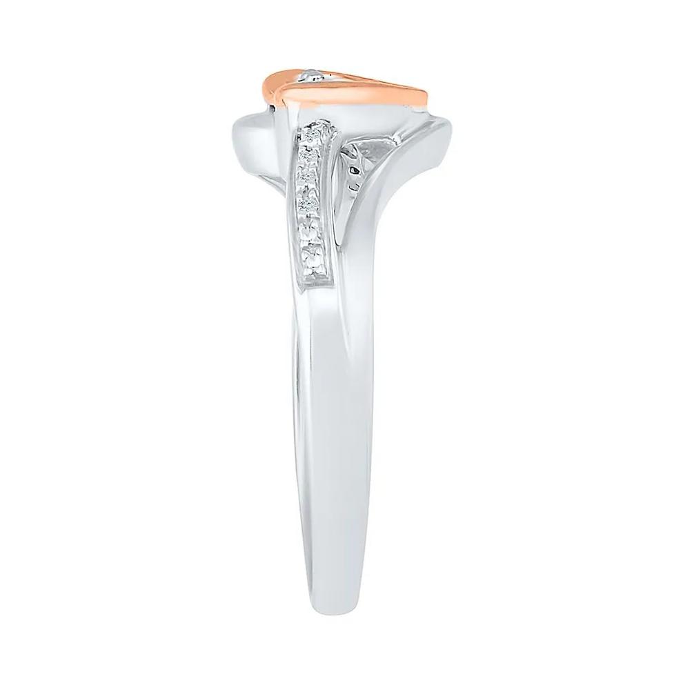 Diamond Heart Promise Ring in Sterling Silver &amp; 10K Rose Gold – Image 2 of 5