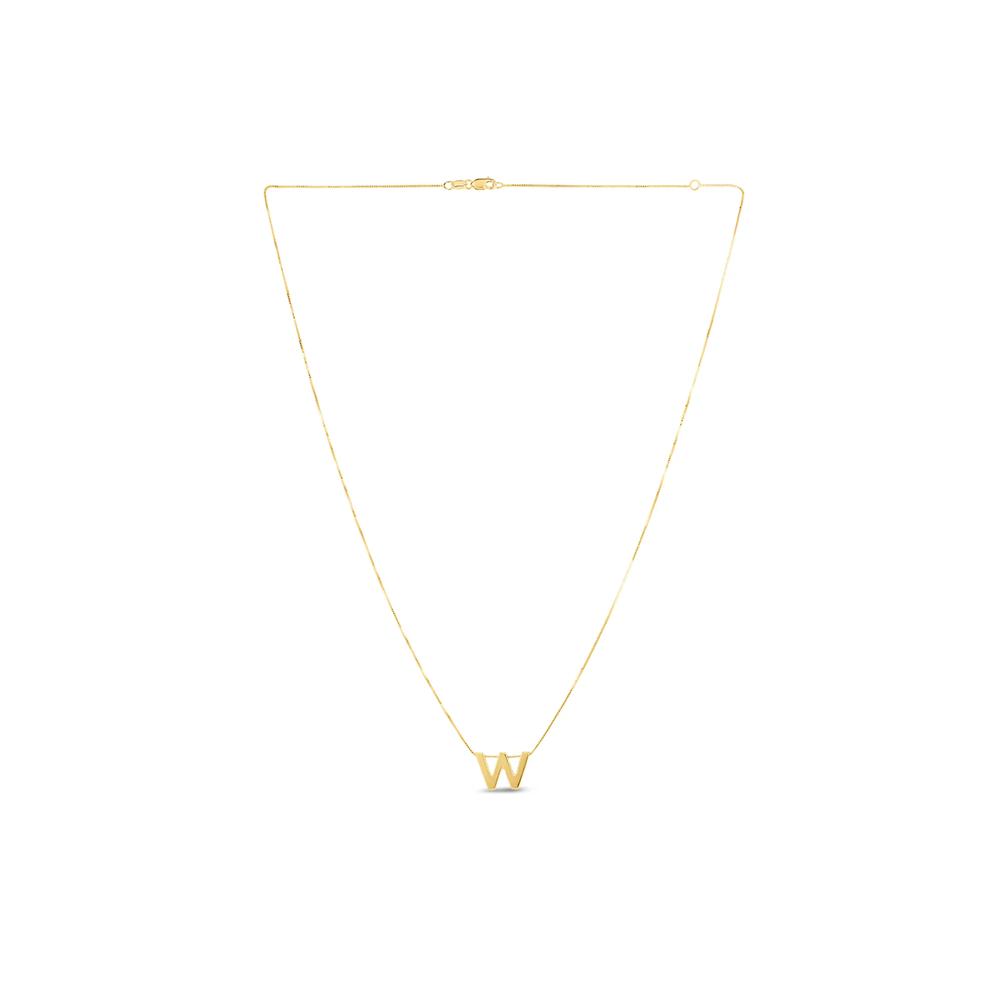 "W" Initial Necklace in 14K Yellow Gold – Image 1 of 3