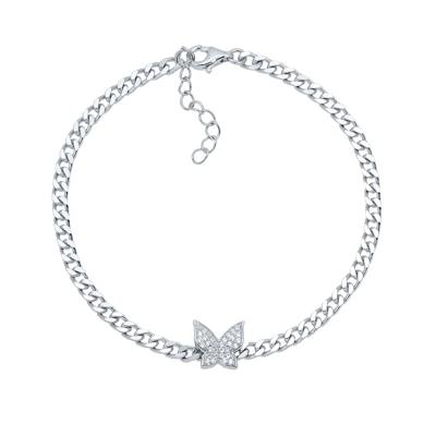 Lab Created White Sapphire Butterfly Bracelet in Sterling Silver
