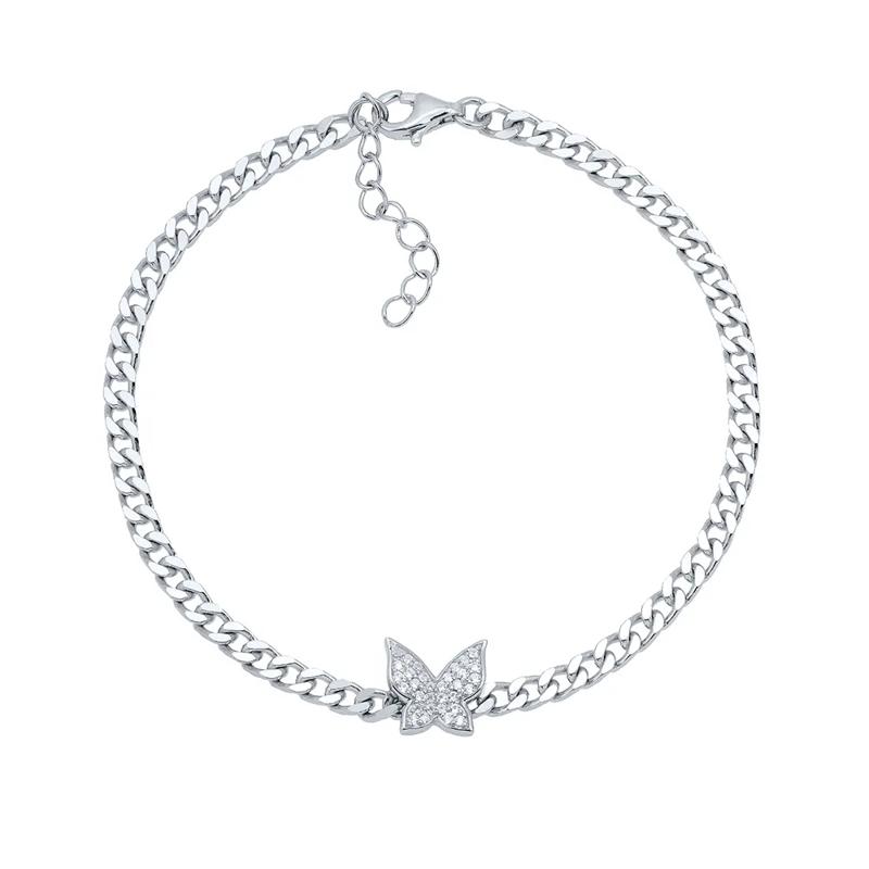 Lab Created White Sapphire Butterfly Bracelet in Sterling Silver – Image 1 of 2