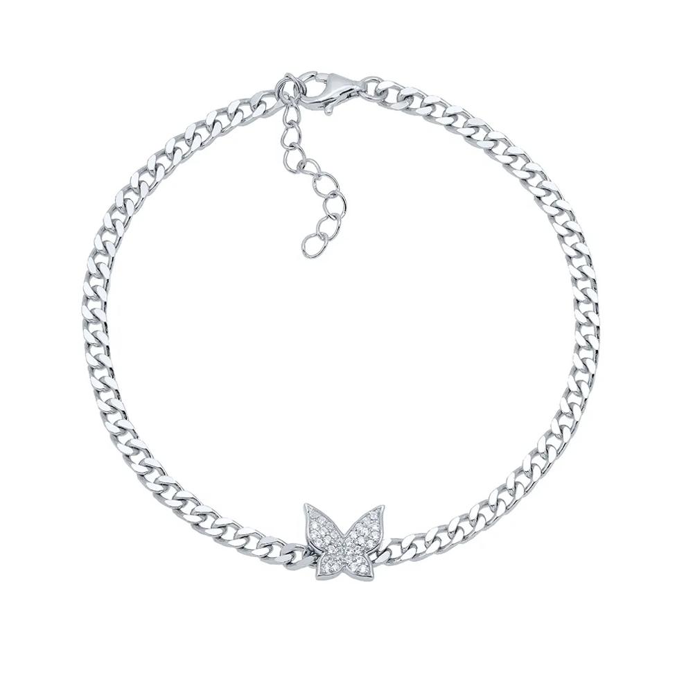 Lab Created White Sapphire Butterfly Bracelet in Sterling Silver – Image 1 of 2