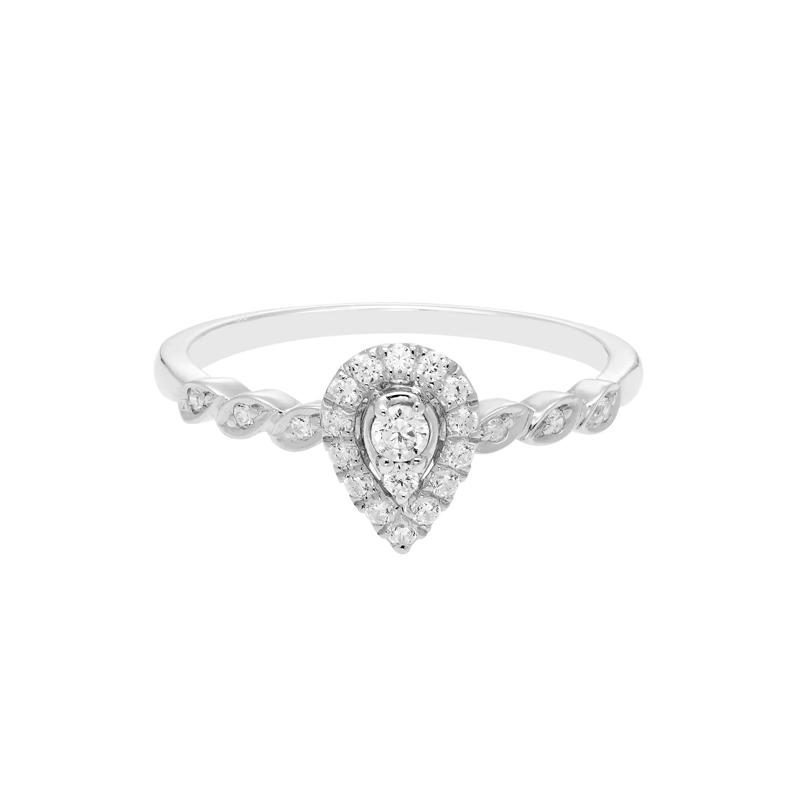 Pear-Shaped Diamond Promise Ring with Halo in 10K White Gold &#40;1/5 ct. tw.&#41;  – Image 1 of 3