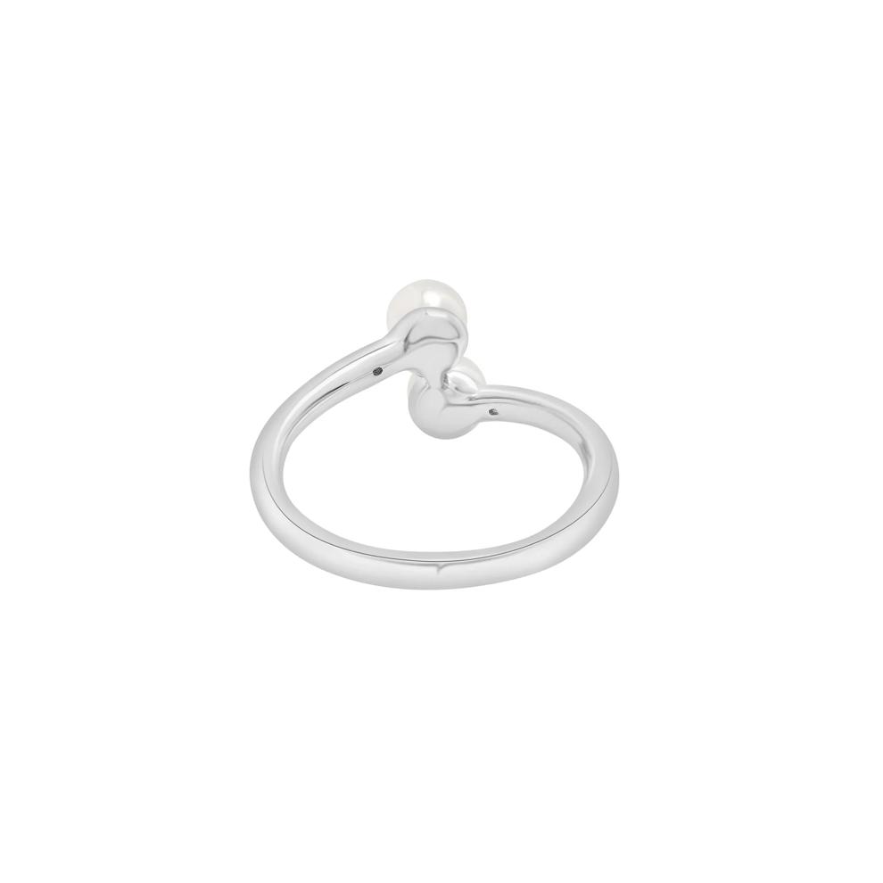 Freshwater Pearl and Diamond Accent Bypass Ring in Sterling Silver – Image 4 of 5