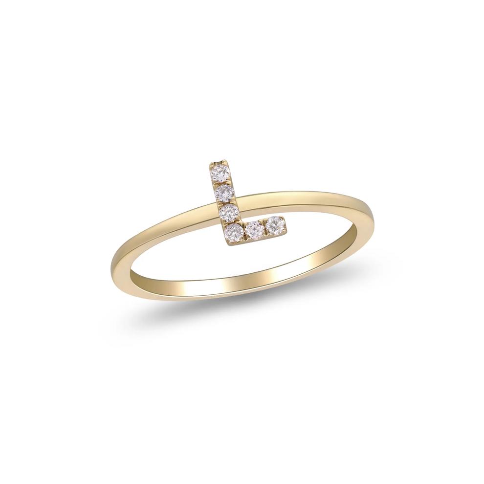 Diamond Accent "L" Initial Ring in 10K Yellow Gold – Image 4 of 5