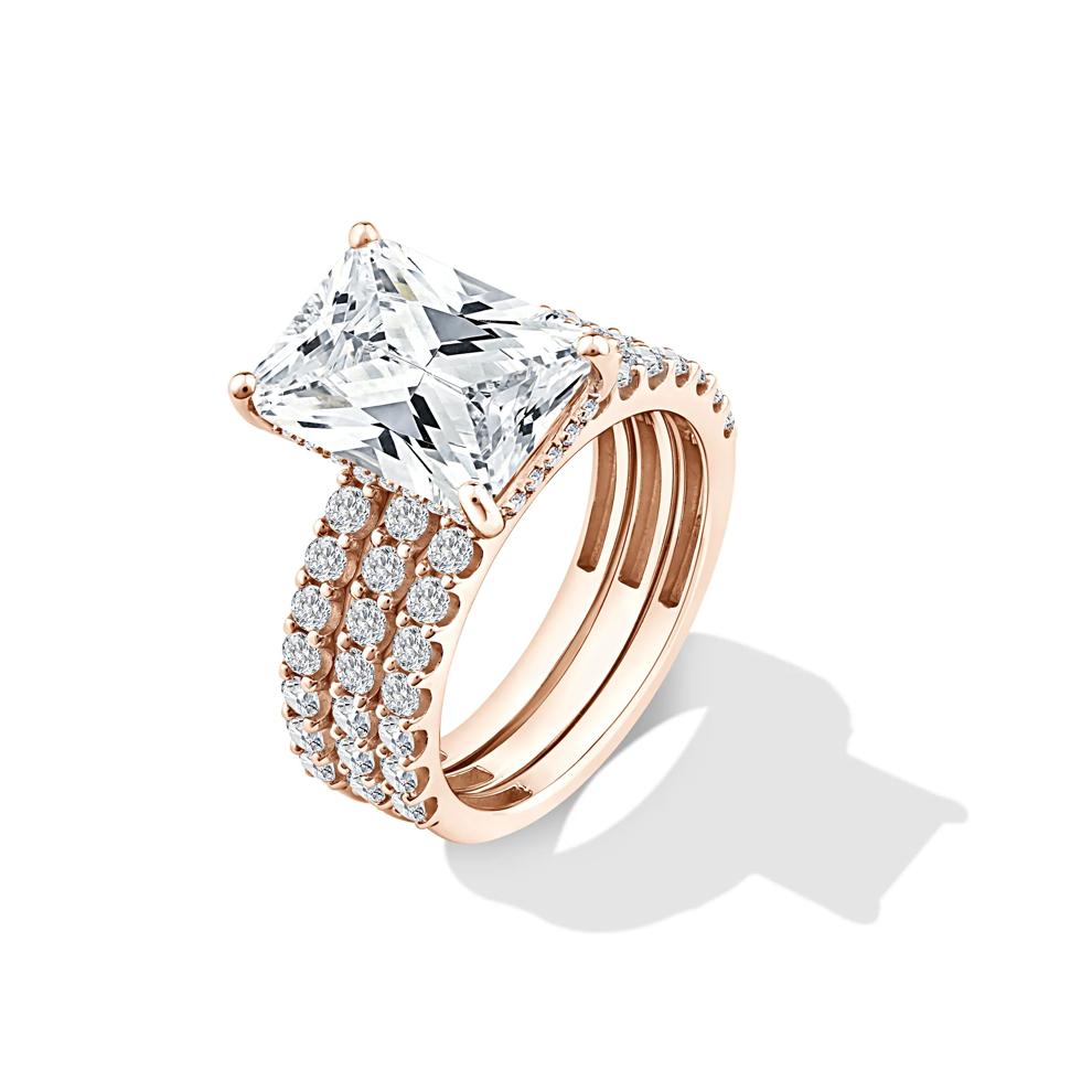 Lab Grown Diamond Radiant 3-Piece Engagement Set in 14K Rose Gold (7 1/2 ct. tw.) – Image 5 of 6