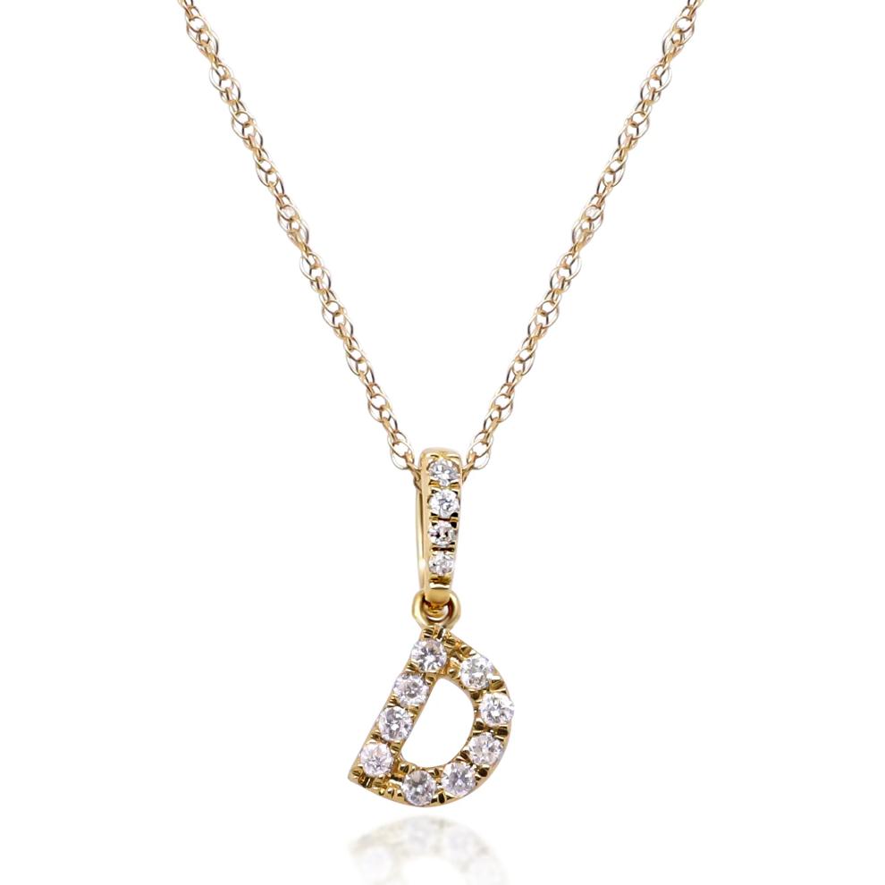 Diamond D Initial Pendant in 10K Yellow Gold (1/10 ct. tw.) – Image 1 of 4
