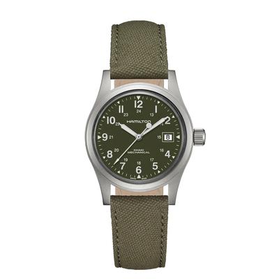 Khaki Field Mechanical Watch with Green Canvas Strap