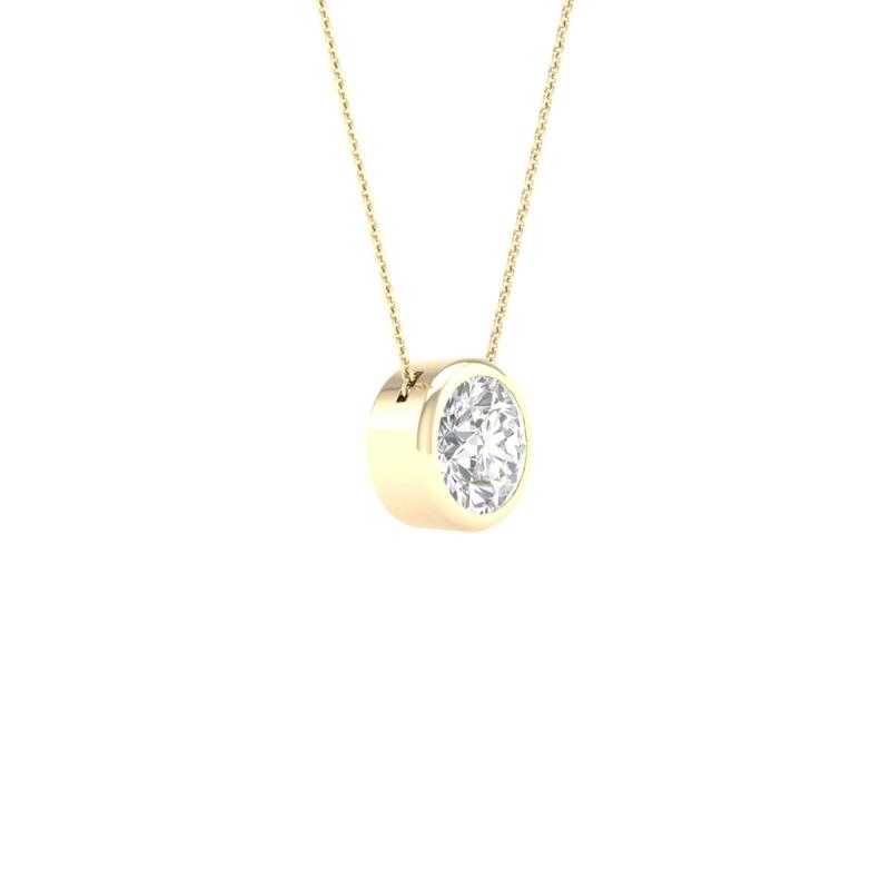 Lab Grown Diamond Round Solitaire Bezel Pendant in 10K Yellow Gold &#40;1 ct. tw.&#41; – Image 2 of 5