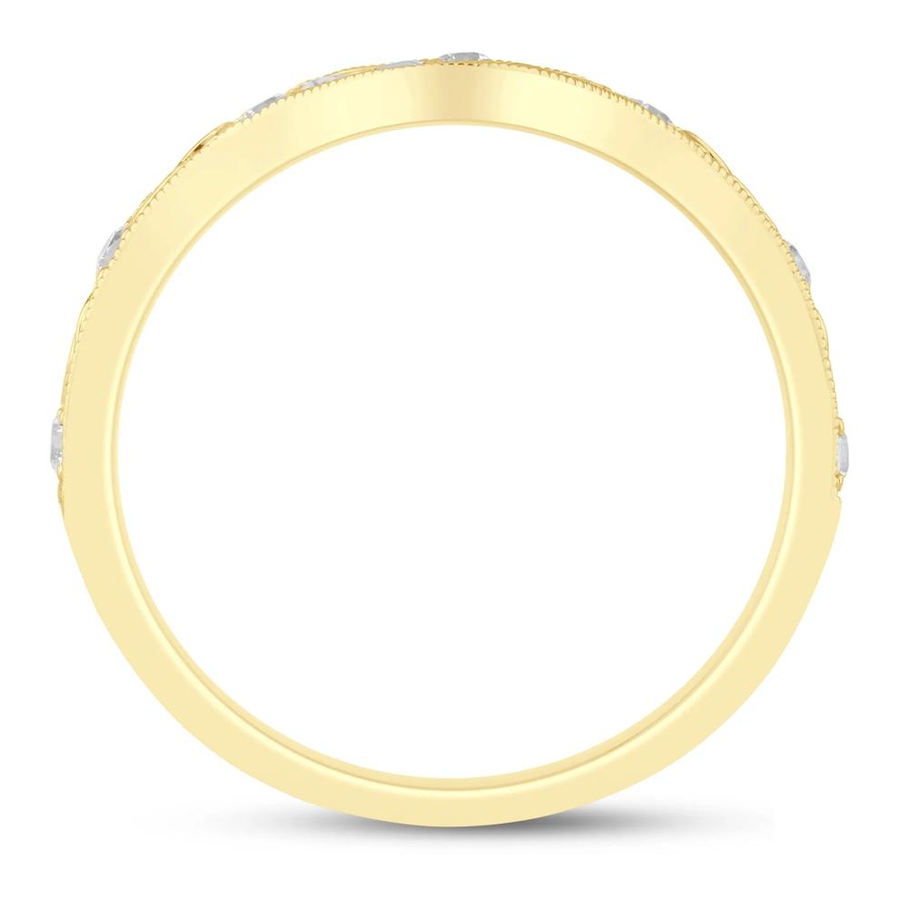 Lab Grown Diamond Engraved Contour Band in 14K Yellow Gold (1/7 ct. tw.) – Image 2 of 3