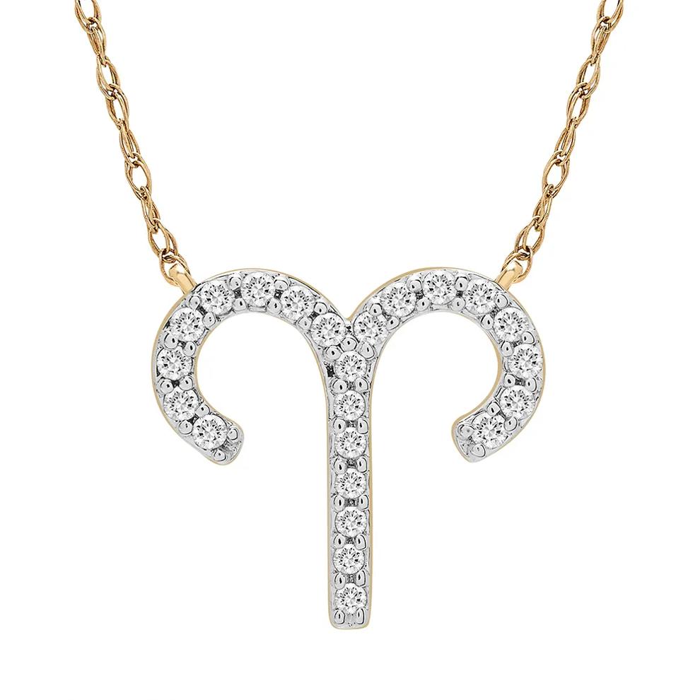 Aries Zodiac Necklace with Diamonds in 10K Yellow Gold (1/10 ct. tw.) – Image 1 of 3