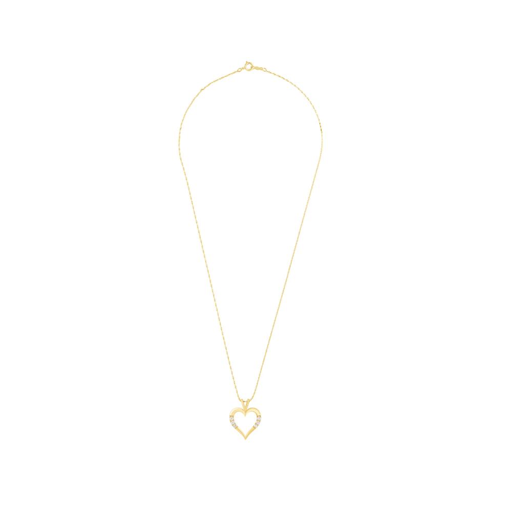 Diamond Heart Pendant Necklace in 10K Yellow Gold (1/5 ct. tw.) – Image 3 of 4