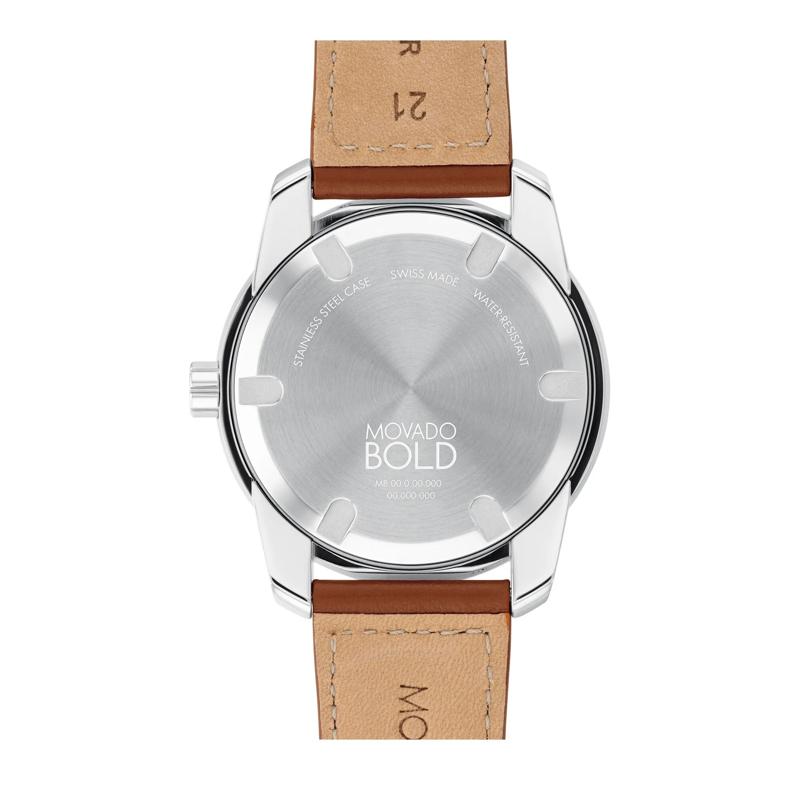 Men&#39;s Bold Verso Watch in Stainless Steel and Brown Leather, 42MM – Image 3 of 3