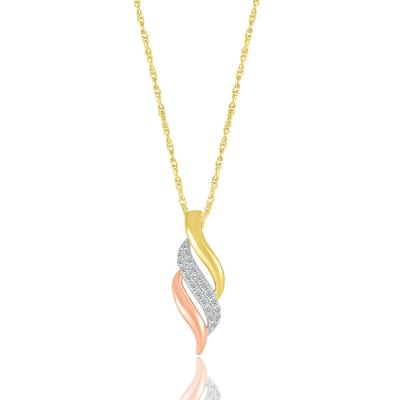 Diamond Swirl Pendant in Tri-Tone 10K Gold (1/7 ct. tw.)