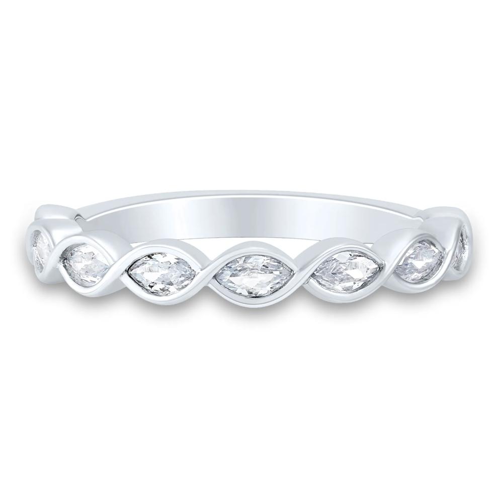 Lab Grown Diamond Marquise Wave Band in 10K White Gold (1/2 ct. tw.) – Image 1 of 3