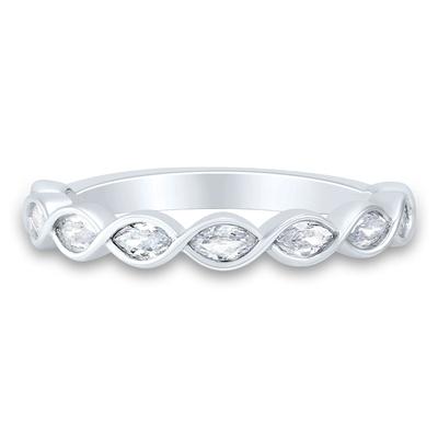 Lab Grown Diamond Marquise Wave Band in 10K Gold