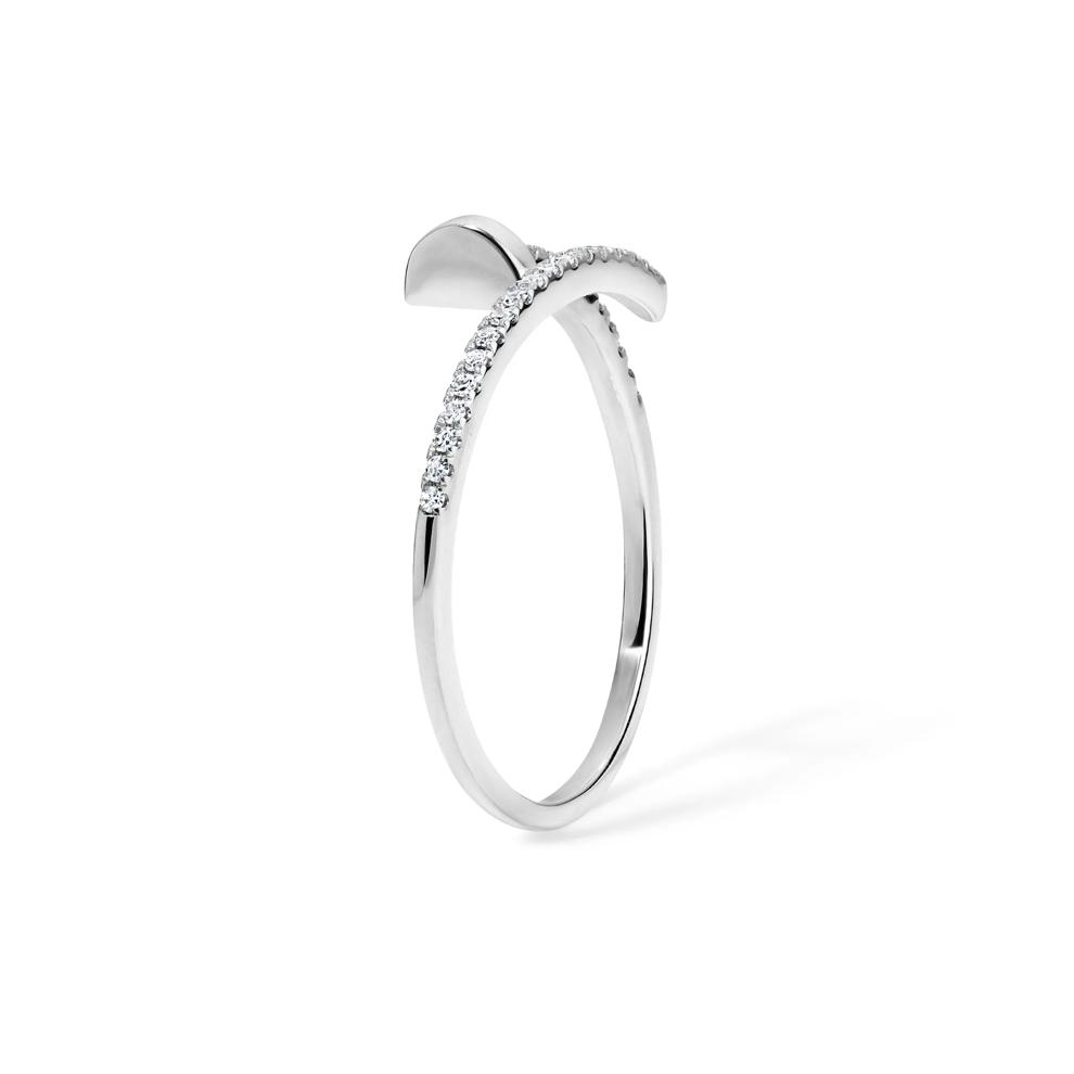 Diamond Twist Screw Ring in 10K White Gold (1/8 ct. tw.) – Image 3 of 4