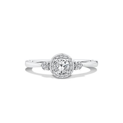 Lab Grown Diamond Halo Promise Ring in 10K White Gold (1/2 ct. tw.)
