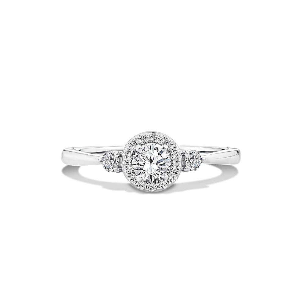 Lab Grown Diamond Halo Promise Ring in 10K White Gold (1/2 ct. tw.) – Image 1 of 4