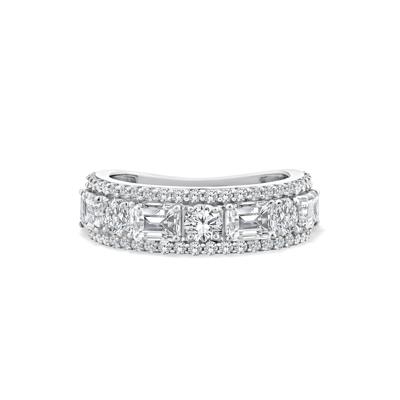 Lab Grown Diamond Multi-Row Emerald-Cut Anniversary Band in 10K White Gold (3 ct. tw.)