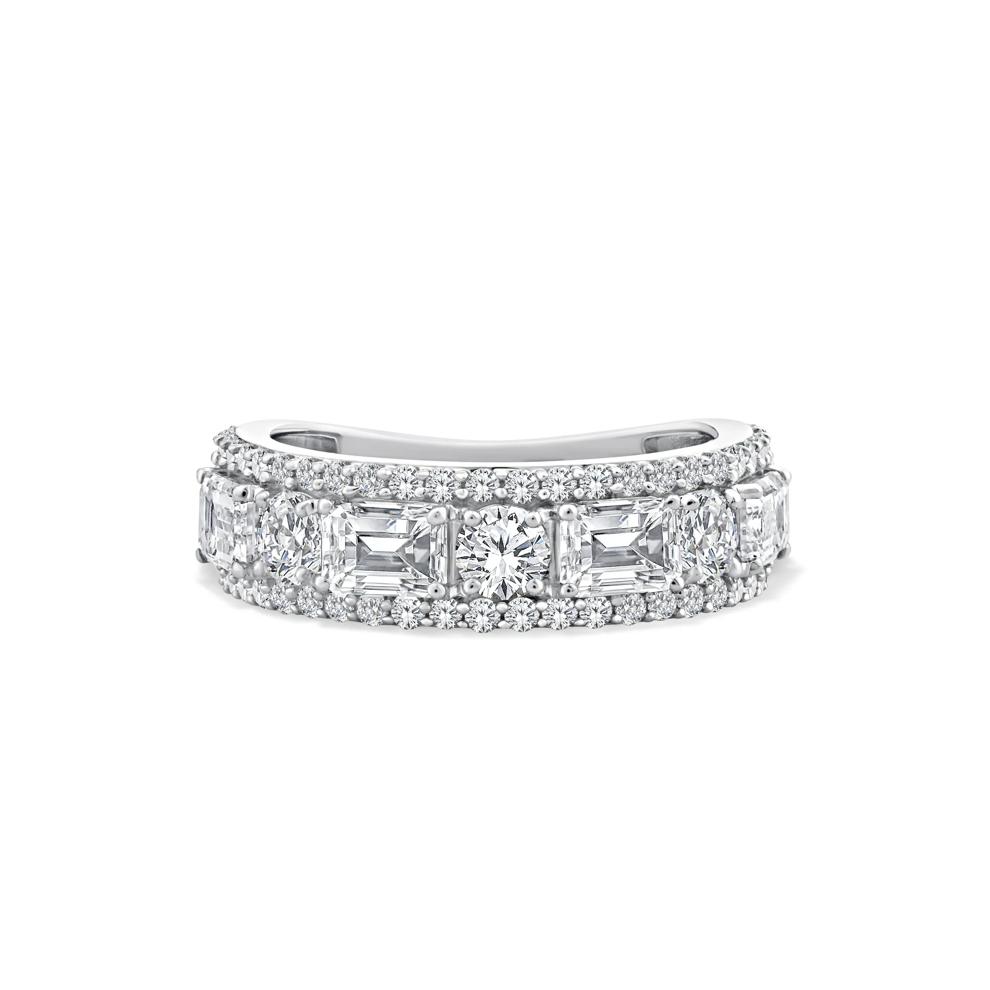 Lab Grown Diamond Multi-Row Emerald-Cut Anniversary Band in 10K White Gold (3 ct. tw.) – Image 1 of 4