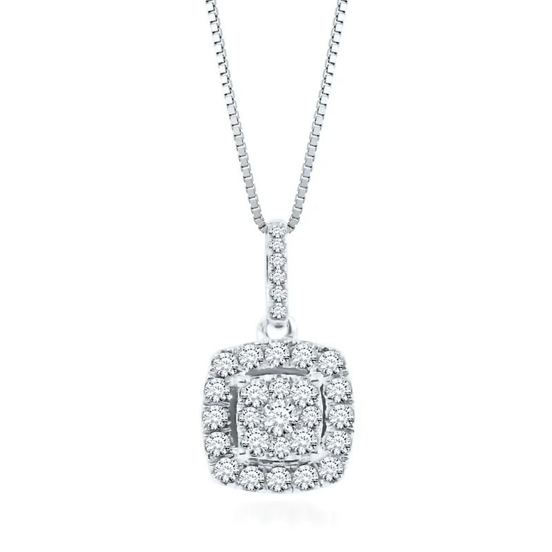 1/3 ct. tw. Diamond Cluster Pendant in 14K White Gold – Image 1 of 1
